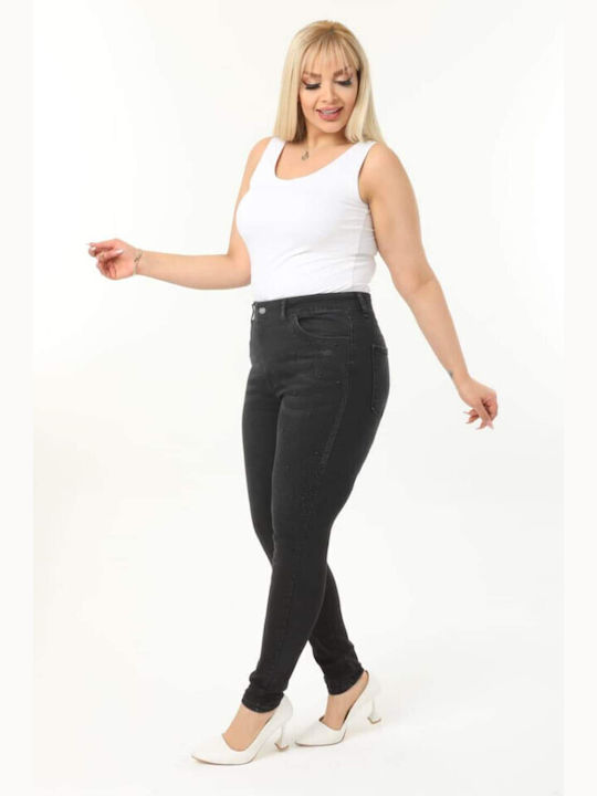 Talie înaltă Blugi de damă cu croială relaxată Black