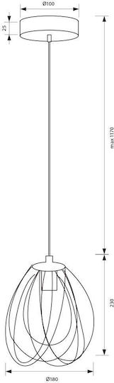 Vivalux Pendant Light Black with Socket E27 18x18x140cm