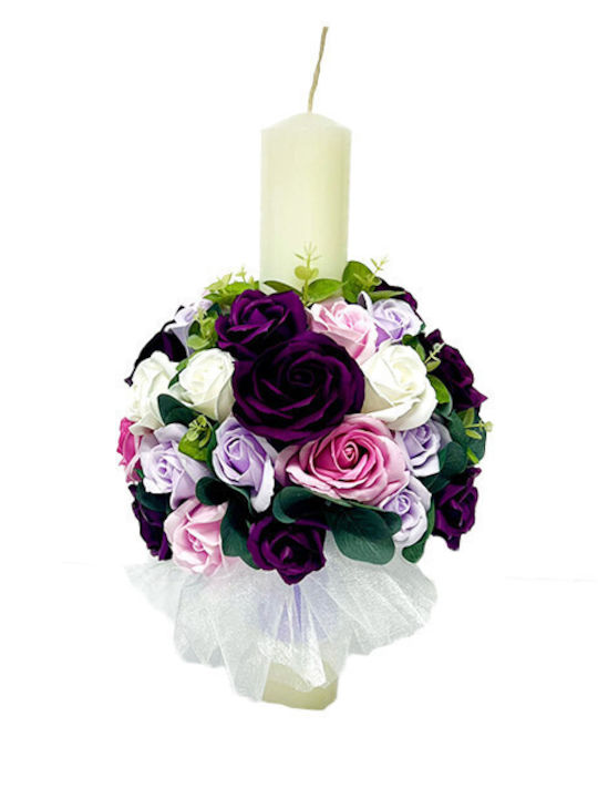 Wedding Candle Roses Eucalyptus