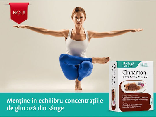 Extract de Scorțișoară Scorțișoară + Crom Zinc Rotta Natura 90 Capsule