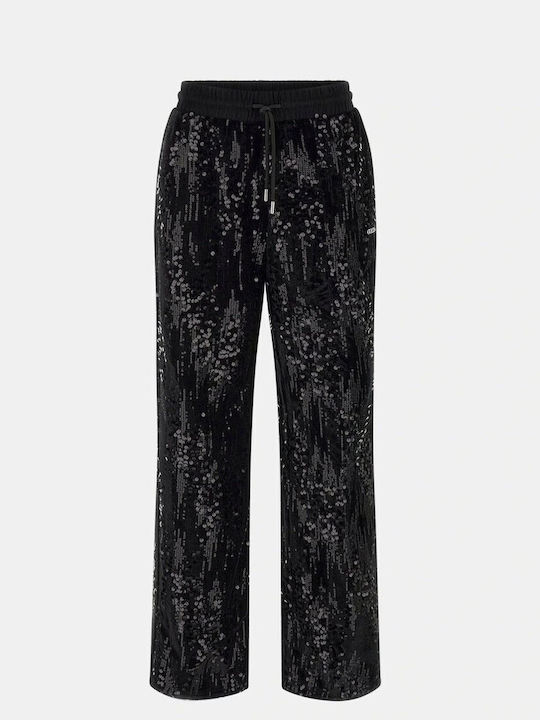 Women's Fabric Trousers Black with Sequins