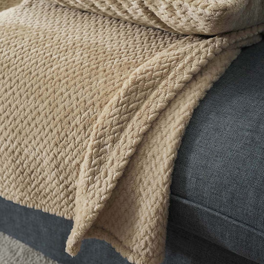 Gofis Home Gofis Home Armchair Throw Fleece 180x180cm Cinnabar Sesame Beige 115/06