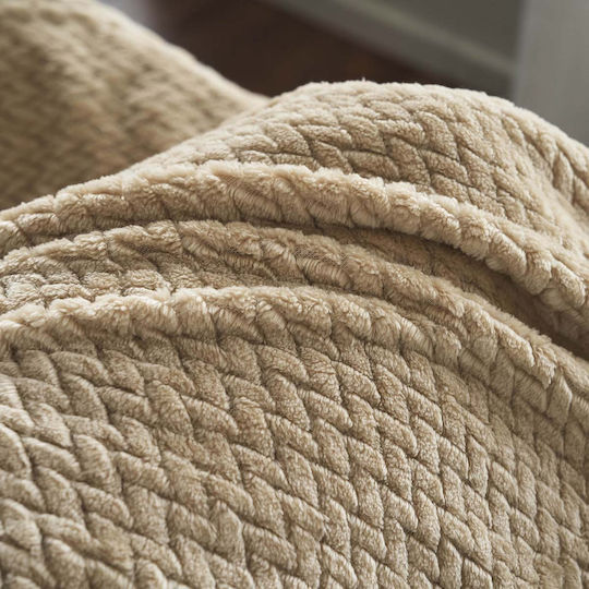 Gofis Home Gofis Home Armchair Throw Fleece 180x180cm Cinnabar Sesame Beige 115/06