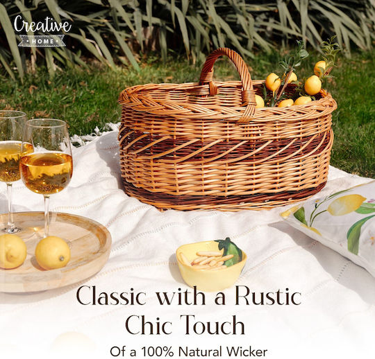 Creative Coș decorativ Din paie cu mânere Beige 52x35x36buc
