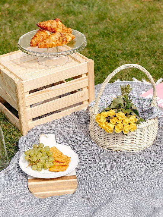 Creative Decorative Basket Wicker with Handles White 30x30x32cm