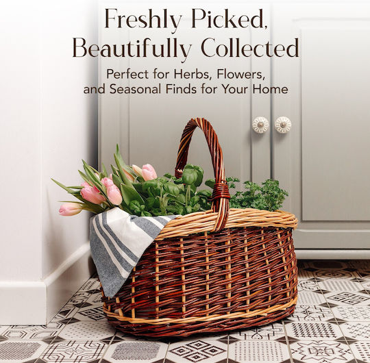 Creative Decorative Basket Wicker with Handles Beige 43x33x40cm