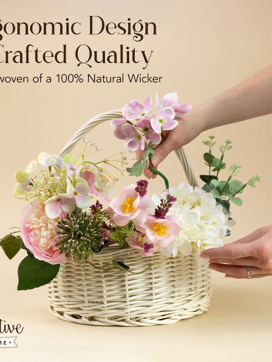 Creative Decorative Basket Wicker with Handles White 30x30x32cm