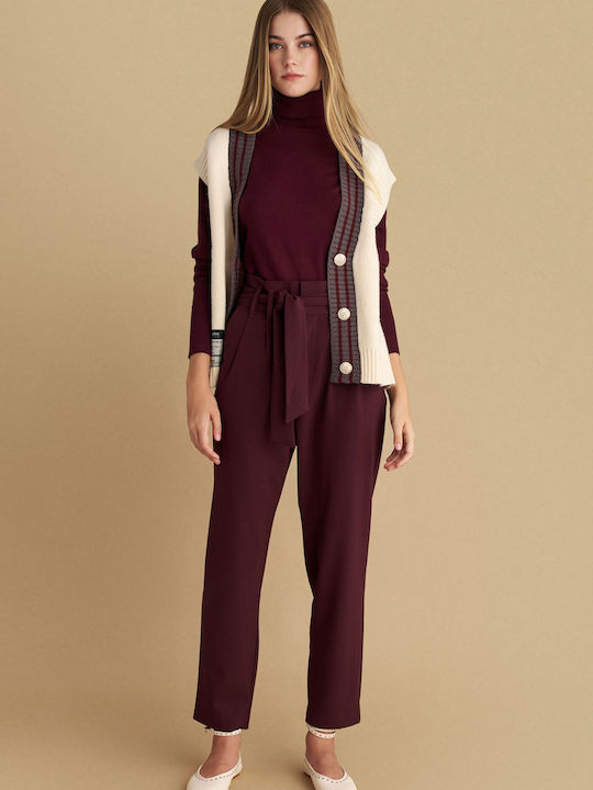 Women's High-waisted Fabric Trousers Red