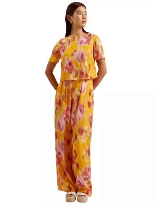 Women's Fabric Trousers Orange