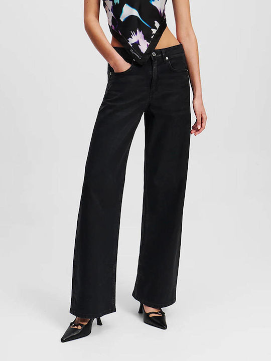 Γυναικείο Jean Παντελόνι σε Relaxed Εφαρμογή Denim Black