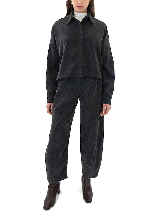 Damen Stoff Hose Carbon