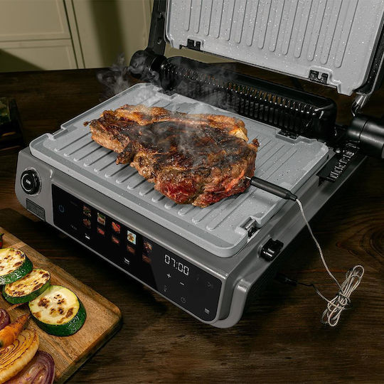 Cecotec Rock'nGrill 2000 Smash PerfectCook Επιτραπέζια Ηλεκτρική Ψησταριά Αυλακωτής Πλάκας 2000W Ανοξείδωτη 30x21εκ.