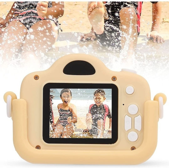 Cameră Pentru Copii Husă De Protecție Din Silicon Design Urs Jocuri Muzică Filtre Rame Creative Ecran Color De 2,0 Inch Bej
