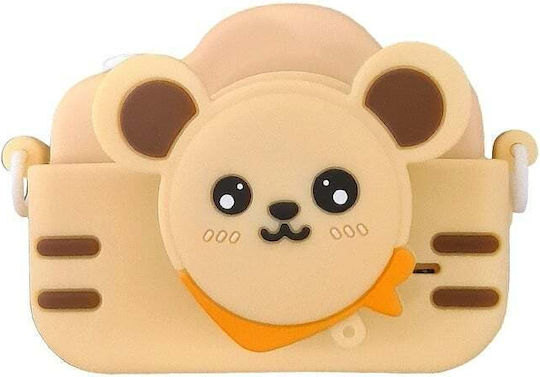 Cameră Pentru Copii Husă De Protecție Din Silicon Design Urs Jocuri Muzică Filtre Rame Creative Ecran Color De 2,0 Inch Bej