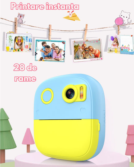 Smartic Cameră Pentru Copii HD 1080p Rezoluție Baterie 800mAh Ecran 2.4 Inch Card Memorie 32 Gb Funcție Imprimare Instantanee 5 Jocuri Incorporate 3 Role de Imprimare Mp3 Mod Selfie 28 D