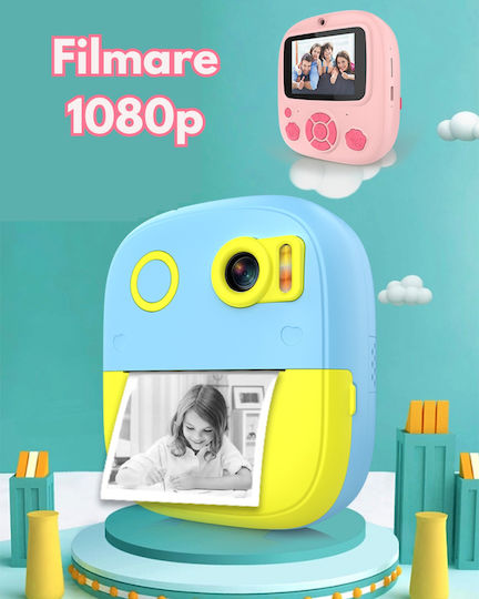 Smartic Cameră Pentru Copii HD 1080p Rezoluție Baterie 800mAh Ecran 2.4 Inch Card Memorie 32 Gb Funcție Imprimare Instantanee 5 Jocuri Incorporate 3 Role de Imprimare Mp3 Mod Selfie 28 D