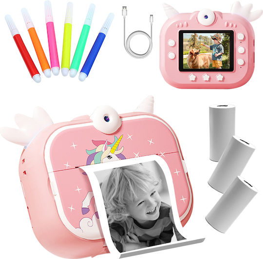 Cameră Pentru Copii Smartic HD 1080p Rezoluție Baterie 1050mAh Ecran 2.4 Inch Card Memorie 32 Gb Funcție Imprimare Instantă 3 Jocuri Integrate 3 Role de Imprimare 6 Markere Mod Mp3