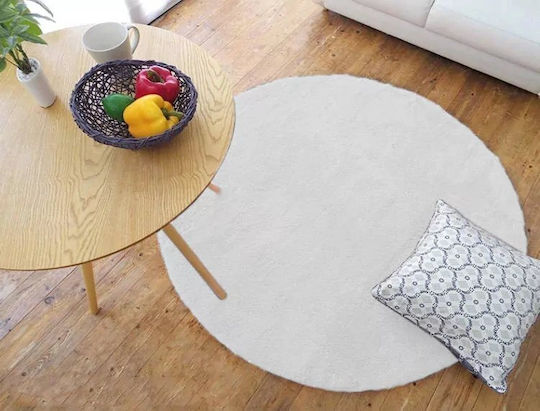 Strado Carpets Αντιολισθητικό Χαλί Στρογγυλό Shaggy White Φ200cm