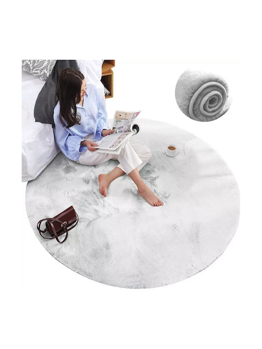 Strado Carpets Αντιολισθητικό Χαλί Στρογγυλό Shaggy White Φ200cm