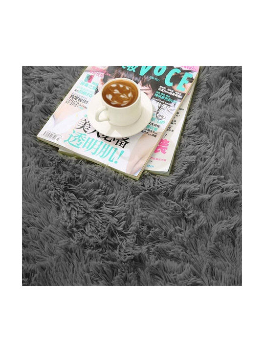 Strado Carpets Αντιολισθητικό Χαλί Στρογγυλό Shaggy Dark Grey Φ80cm