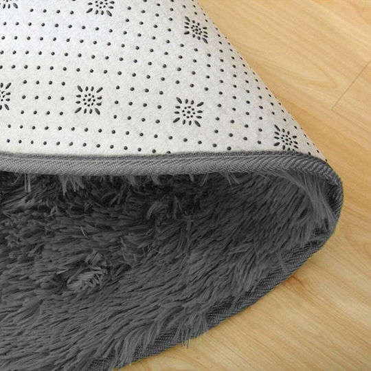 Strado Carpets Αντιολισθητικό Χαλί Στρογγυλό Shaggy Dark Grey Φ80cm