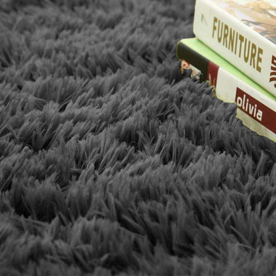 Strado Carpets Αντιολισθητικό Χαλί Στρογγυλό Shaggy Dark Grey Φ80cm