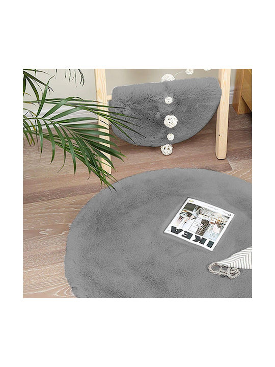Anti-slip Rug Round Silver (light Grey)