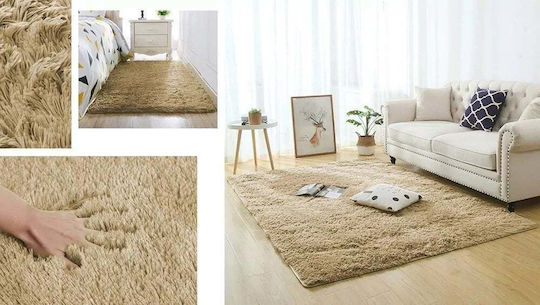 Strado Carpets Shaggy Rectangular Rug Cappuccinocamel (Light Brown) 60x90cm