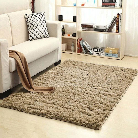 Strado Carpets Shaggy Rectangular Rug Cappuccinocamel (Light Brown) 60x90cm
