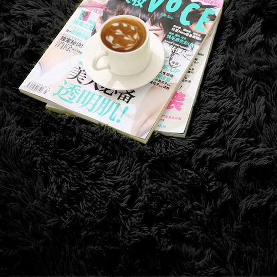 Strado Carpets Αντιολισθητικό Χαλί Στρογγυλό Shaggy Μαύρο Φ300cm