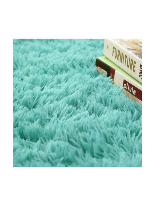 Strado Carpets Αντιολισθητικό Χαλί Στρογγυλό Shaggy Turquoise Φ100cm