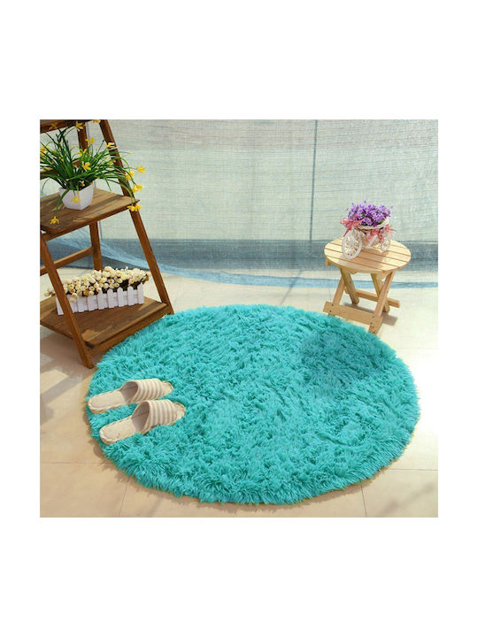 Strado Carpets Αντιολισθητικό Χαλί Στρογγυλό Shaggy Turquoise Φ100cm