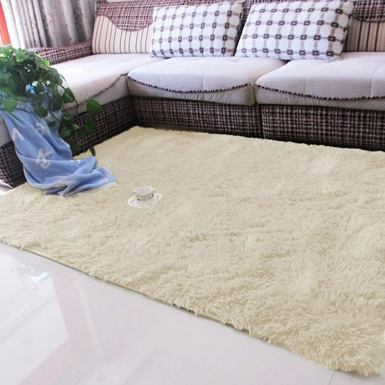 Strado Carpets Rug Rectangular Shaggy Cream Beige