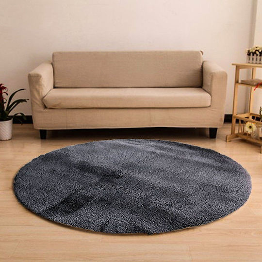 Strado Carpets Rutschfest Teppich Rund Synthetisch,Polyester/Cotton/Leather Grey