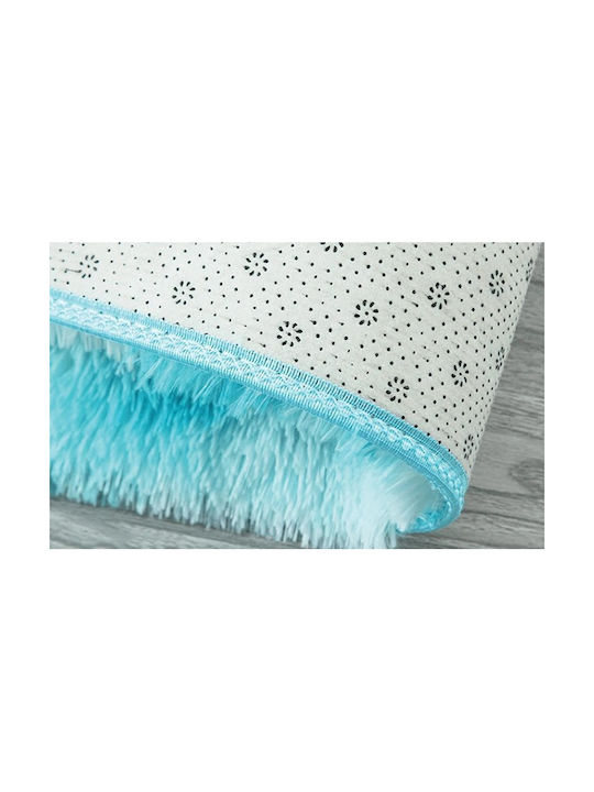 Strado Carpets Teppich Rechteckig Zottelig Synthetisch,Polyester/Cotton/Leather Light Blue