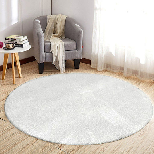 Strado Carpets Αντιολισθητικό Χαλί Στρογγυλό Shaggy White Φ120cm