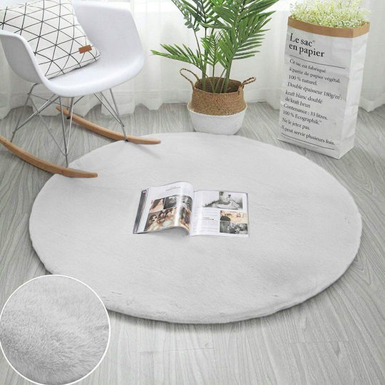 Strado Carpets Αντιολισθητικό Χαλί Στρογγυλό Shaggy White Φ120cm