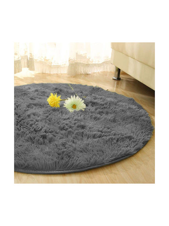 Strado Carpets Anti-slip Rug Round Shaggy Grey