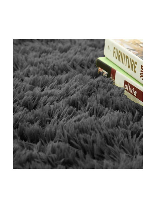 Strado Carpets Anti-slip Rug Round Shaggy Grey