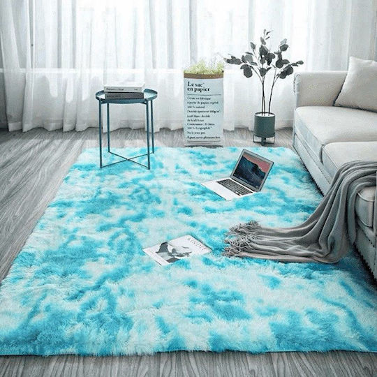 Strado Carpets Ombre Αντιολισθητικό Χαλί Ορθογώνιο Shaggy Light Blue 200x200cm