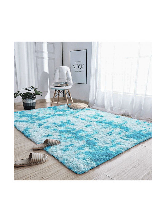 Strado Carpets Αντιολισθητικό Χαλί Ορθογώνιο Shaggy Light Blue 200x200cm