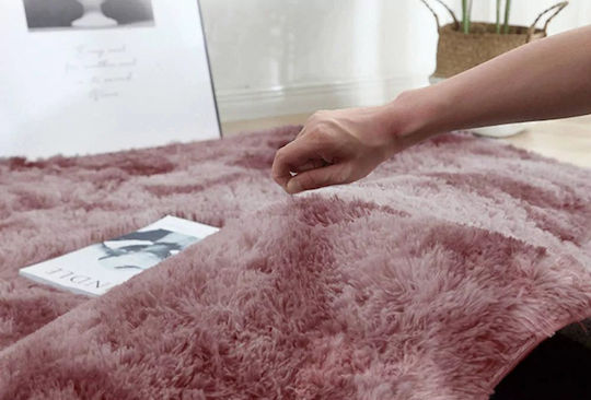 Strado Carpets Teppich Rund Zottelig Synthetisch,Polyester/Cotton/Leather Pink