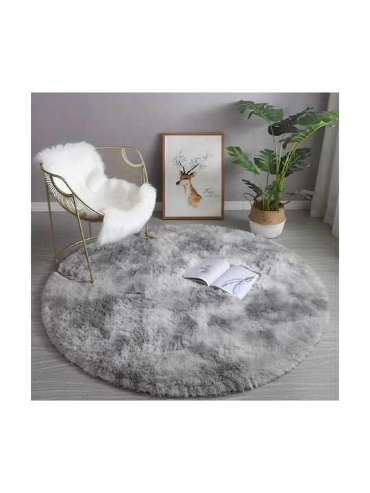 Strado Carpets Rug Round Shaggy Silver