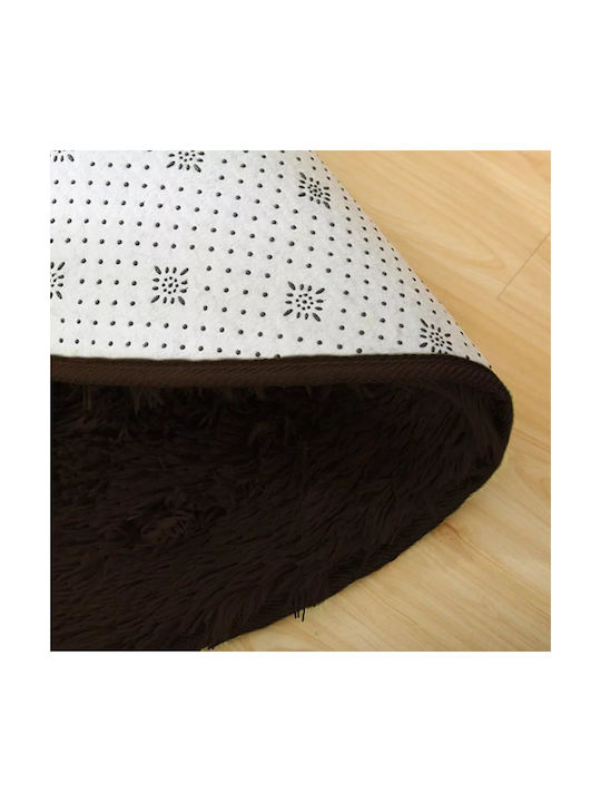 Strado Carpets Rug Round Shaggy Dark Brown