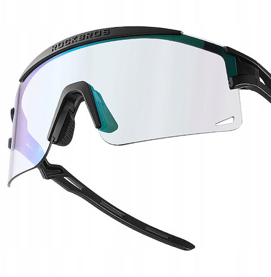 Rockbros Cycling Glasses with Purple Frame and Photochromic Transparent Lenses