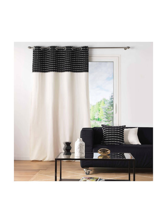 Douceur d'Intérieur Διακοσμητική Μαξιλαροθήκη Linechic από 100% Βαμβάκι Μαύρη 45x45εκ.