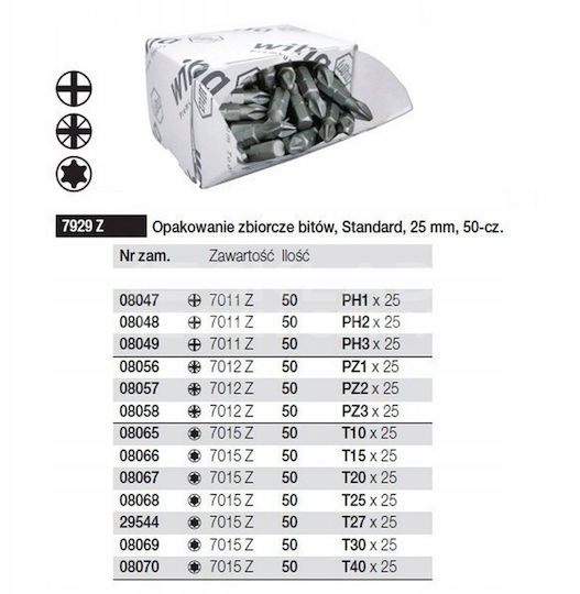 Комплект Битове Wh Bit-set Ph2*p50 Ph2 Wiha