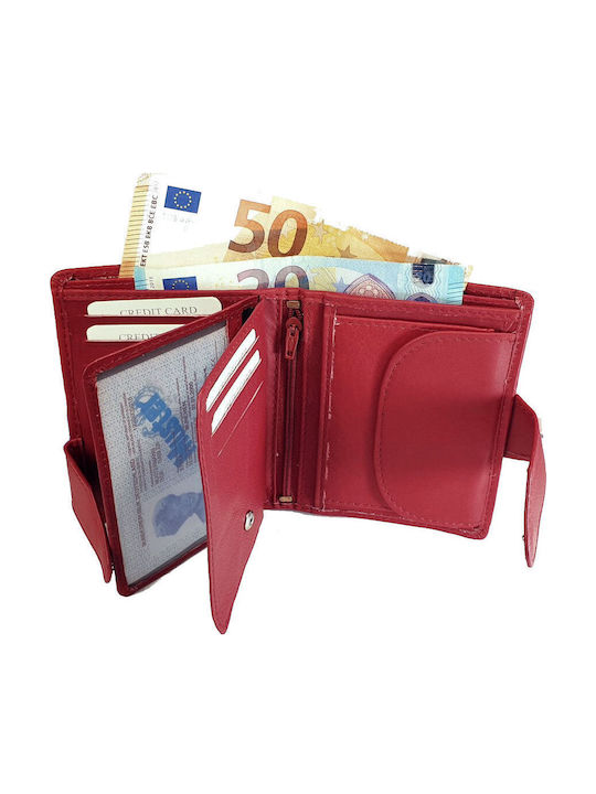 Μικρό Δερμάτινο Γυναικείο Πορτοφόλι Καρτών με RFID Κόκκινο
