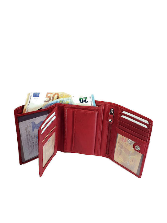 Μικρό Δερμάτινο Γυναικείο Πορτοφόλι με RFID Κόκκινο