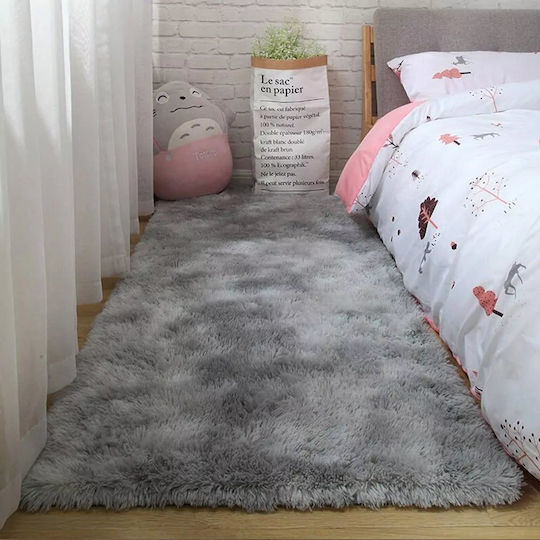 Strado Teppich Rechteckig Zottelig Synthetisch,Polyester/Cotton/Leather Light Gray